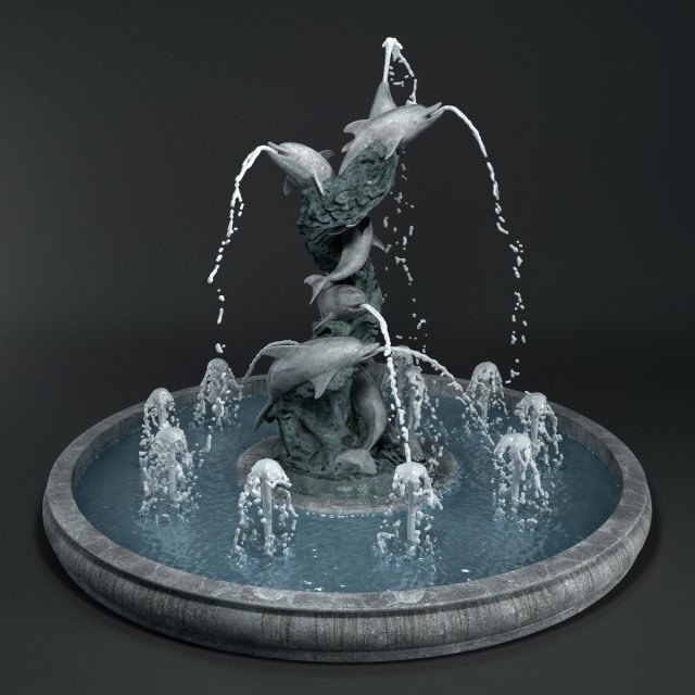 fountain with dolphins 3D 模型 .c4d .max .obj .3ds .fbx .stl .blend 