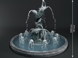 fountain with dolphins 3D 模型