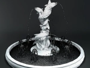 fountain with dolphins 3D Model