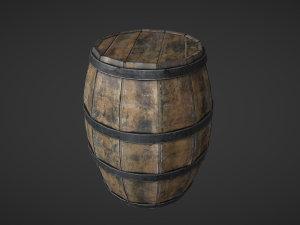 medieval barrel - lowpoly Model 3D