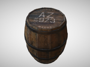 medieval barrel - lowpoly Model 3D