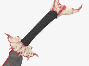 spada d'ossa insanguinata Modello 3D