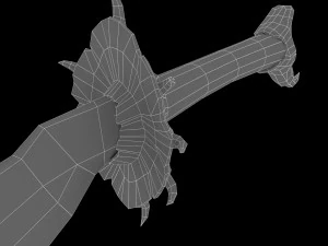 spada d'ossa insanguinata Modello 3D