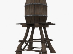 wooden water tower low-poly Model 3D