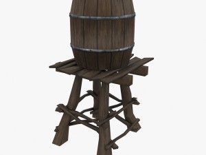 wooden water tower low-poly Model 3D
