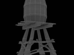 wooden water tower low-poly Model 3D