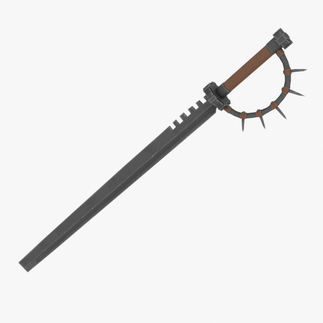 sword with a spiked handle 3D 模型 .c4d .max .obj .3ds .fbx .stl .blend 