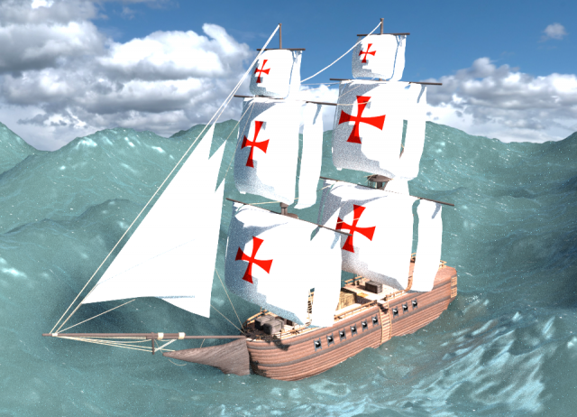 templar ship 3D Model .c4d .max .obj .3ds .fbx .stl .blend 