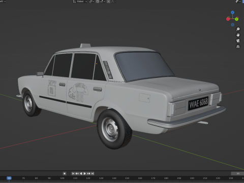 FIAT 125P TAXI 3D Model