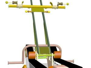 Silla elevadora el&eacute;ctrica con persona con discapacidad. Modelo 3D