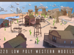 low poly western city and environment pack 3D Model