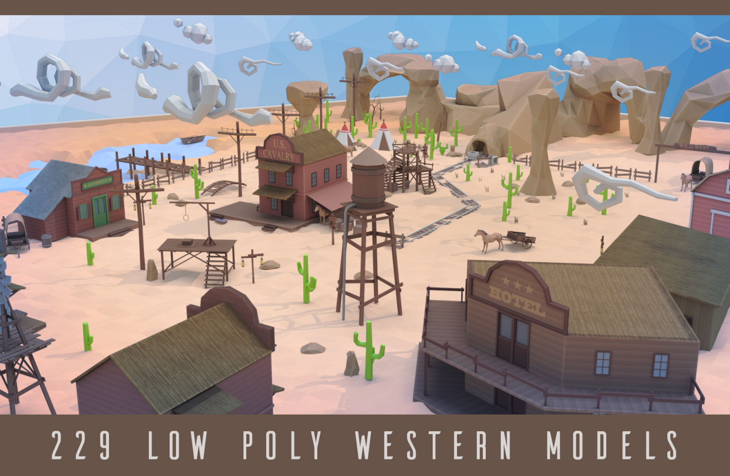 Low Poly Western City And Environment Pack 3d Model In