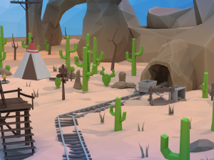 low poly western city and environment pack 3D Model