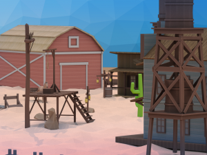 low poly western city and environment pack 3D Model