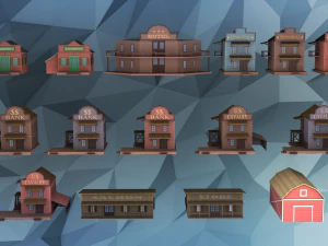 low poly western city and environment pack 3D Model