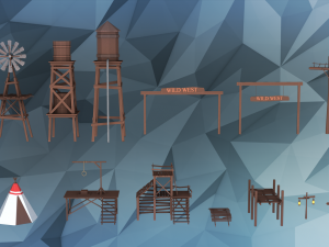 low poly western city and environment pack 3D Model