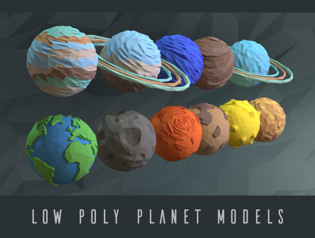 low poly planets 3D Model .c4d .max .obj .3ds .fbx .stl .blend 