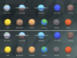 low poly planets 3D Model