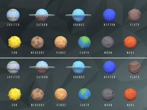 low poly planets 3D Model