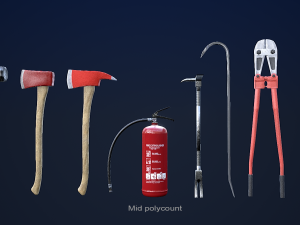 fire fighting equipment 1 plus 1 pbr pack 3D Model