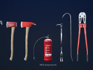 fire fighting equipment 1 plus 1 pbr pack 3D Model