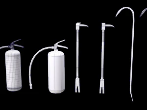 fire fighting equipment 1 plus 1 pbr pack 3D Model