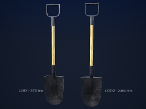shovel 1 plus 1 pbr game ready 3D Model