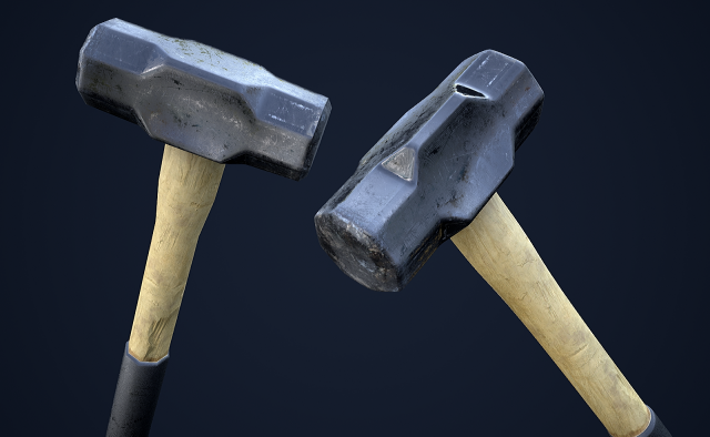 sledge hammer 1 plus 1 pbr game ready Modello 3D .c4d .max .obj .3ds .fbx .stl .blend 