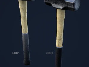 sledge hammer 1 plus 1 pbr game ready 3D Model