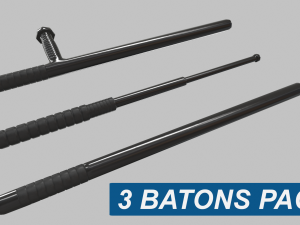 3 batons pack game ready 3 plus 3 3D Model