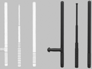 3 batons pack game ready 3 plus 3 3D Model