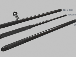3 batons pack game ready 3 plus 3 3D Model