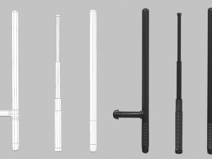 3 batons pack game ready 3 plus 3 3D Model