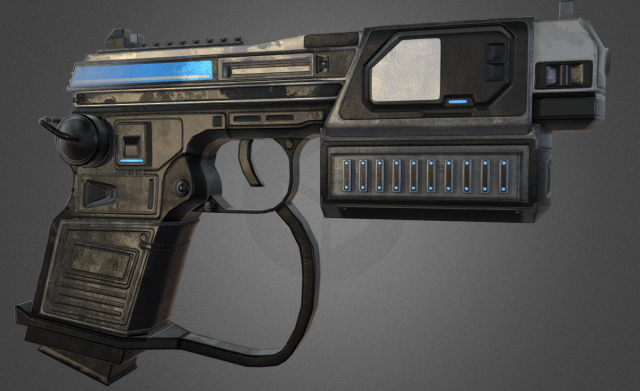 futuristic pistol 3D 모델 .c4d .max .obj .3ds .fbx .stl .blend 