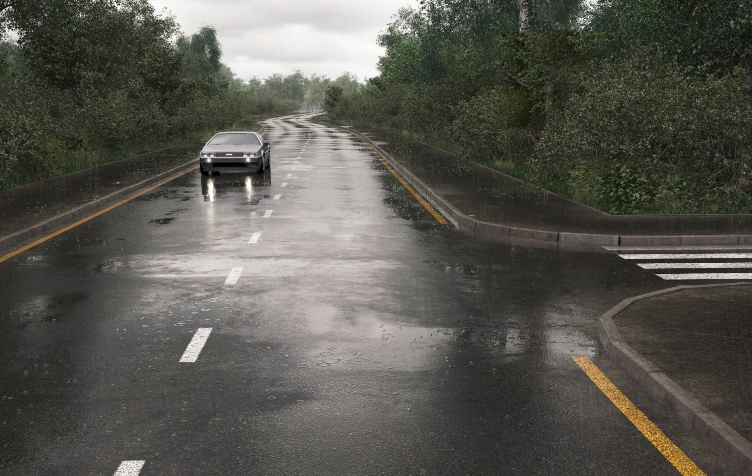 Universal wet asphalt 3D Model in Cityscapes 3DExport