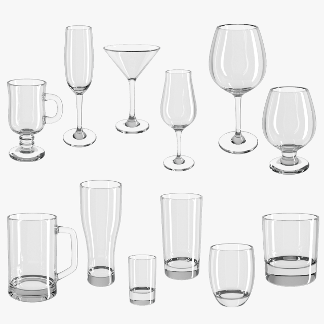 glass set 3D 模型 .c4d .max .obj .3ds .fbx .stl .blend 