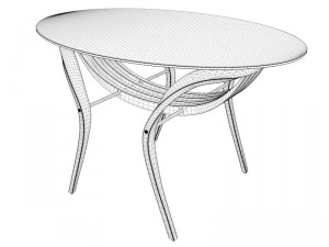 modern wood-glass table 3D Model
