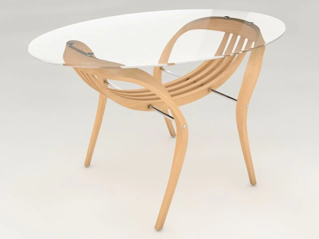 modern wood-glass table 3D Model .c4d .max .obj .3ds .fbx .stl .blend