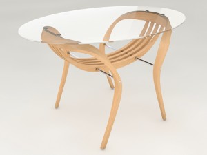 modern wood-glass table Model 3D