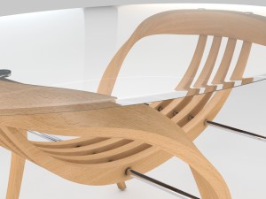 modern wood-glass table 3D-Modell