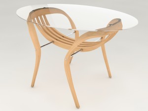 modern wood-glass table 3D-Modell