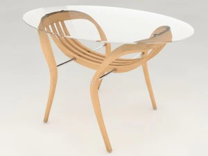 modern wood-glass table 3D Model