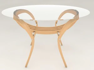 modern wood-glass table 3D Model