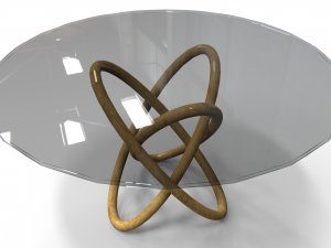 table with glass base and elliptical wooden base 3D Model