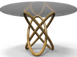 table with glass base and elliptical wooden base 3D Modell