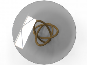 table with glass base and elliptical wooden base 3D Modell