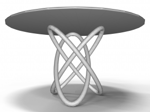 table with glass base and elliptical wooden base 3D Modell