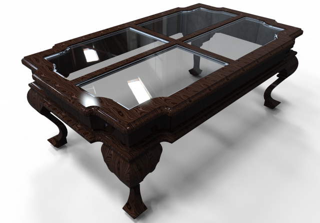 classic wooden table with glass center 3D 模型 .c4d .max .obj .3ds .fbx .stl .blend