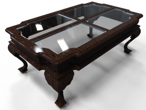 classic wooden table with glass center Modello 3D