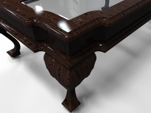 classic wooden table with glass center 3D 模型